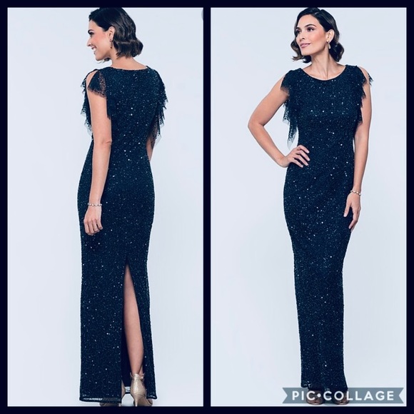 Adrianna Papell Dresses & Skirts - Adrianna-Papell NAVY long beaded Gown 💫💃